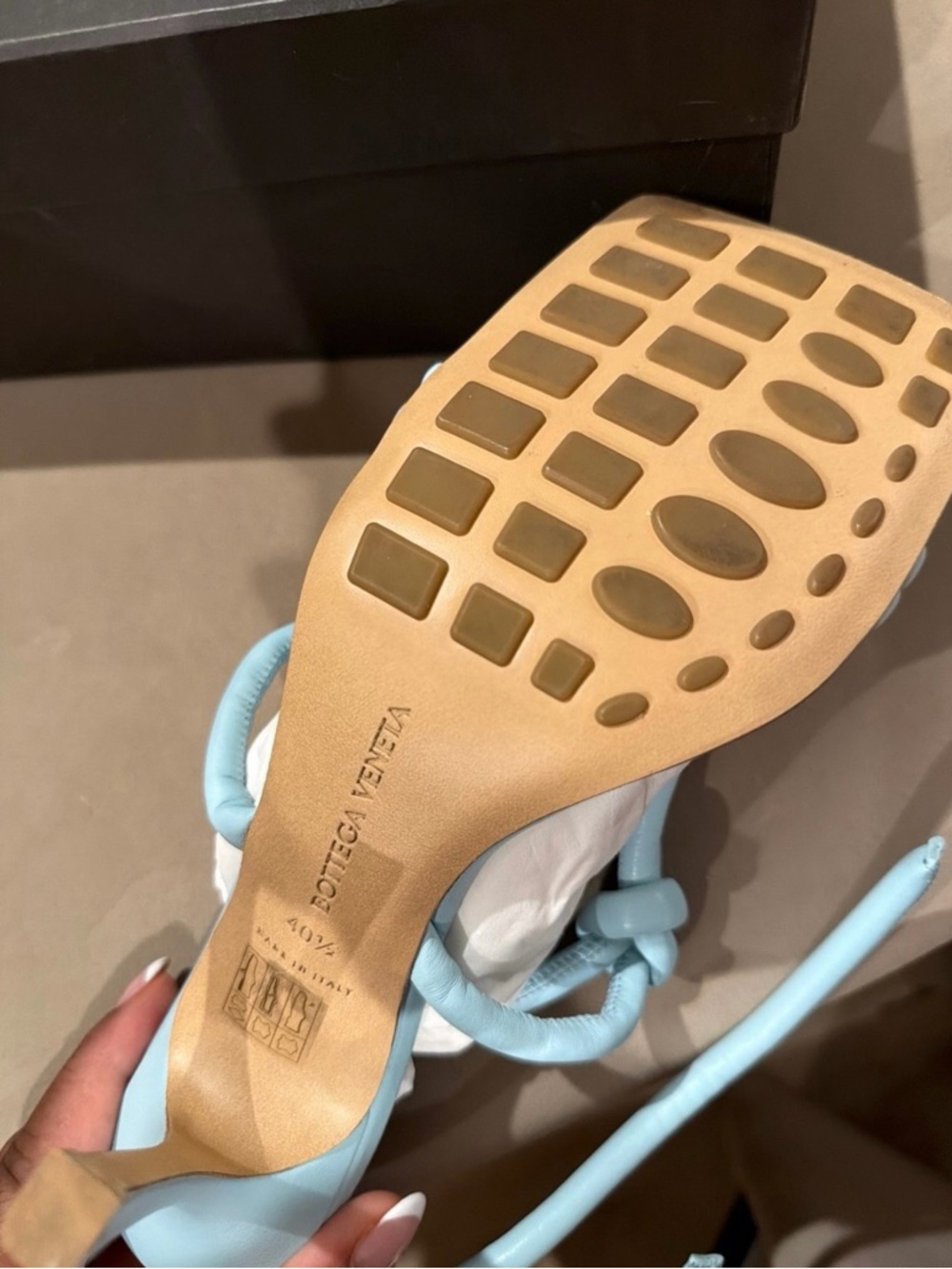 Bottega Veneta Baby Blue Knotted Strappy High-Heel Sandals
